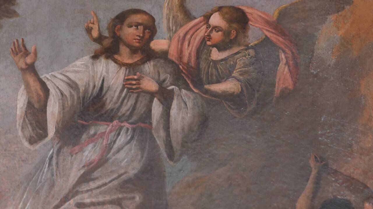 Bildszenen aus dem Gemälde.  