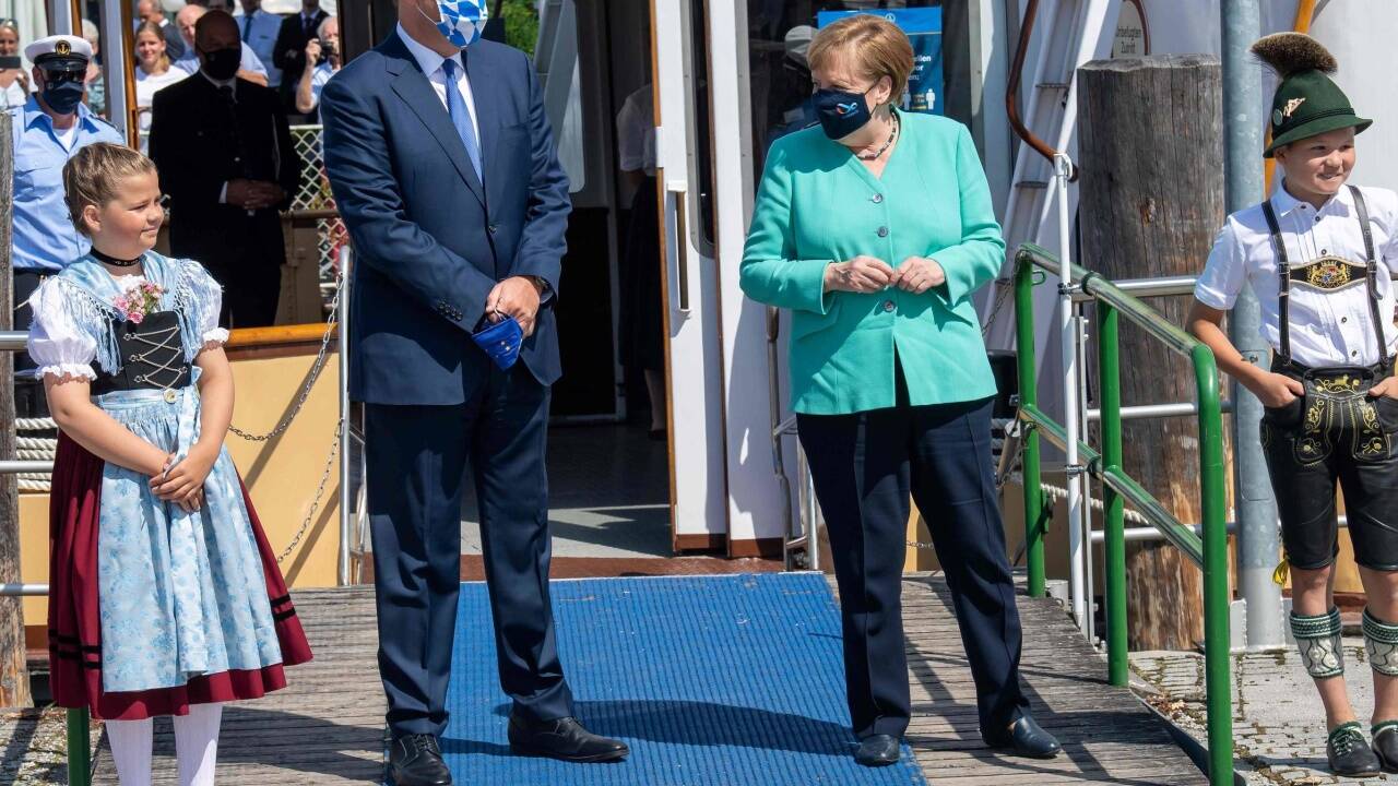 Deutschlands Kanzlerin Angela Merkel war am Dienstag in Bayern zu Gast bei Landeschef Söder.  