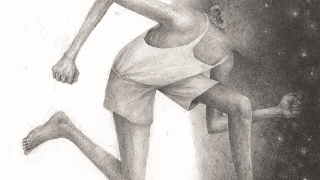 „Schlangen und Sterne“ von Künstler Stefan Zsaitsits, Graphit auf Karton. 