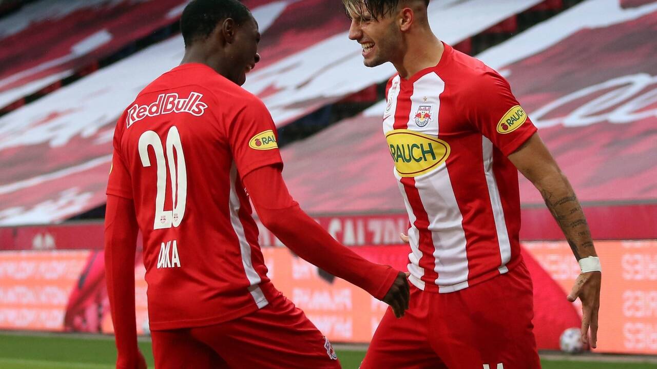Jubeln Patson Daka (l.) und Dominik Szoboszlai gemeinsam doch noch ein Jahr für Red Bull Salzburg?  