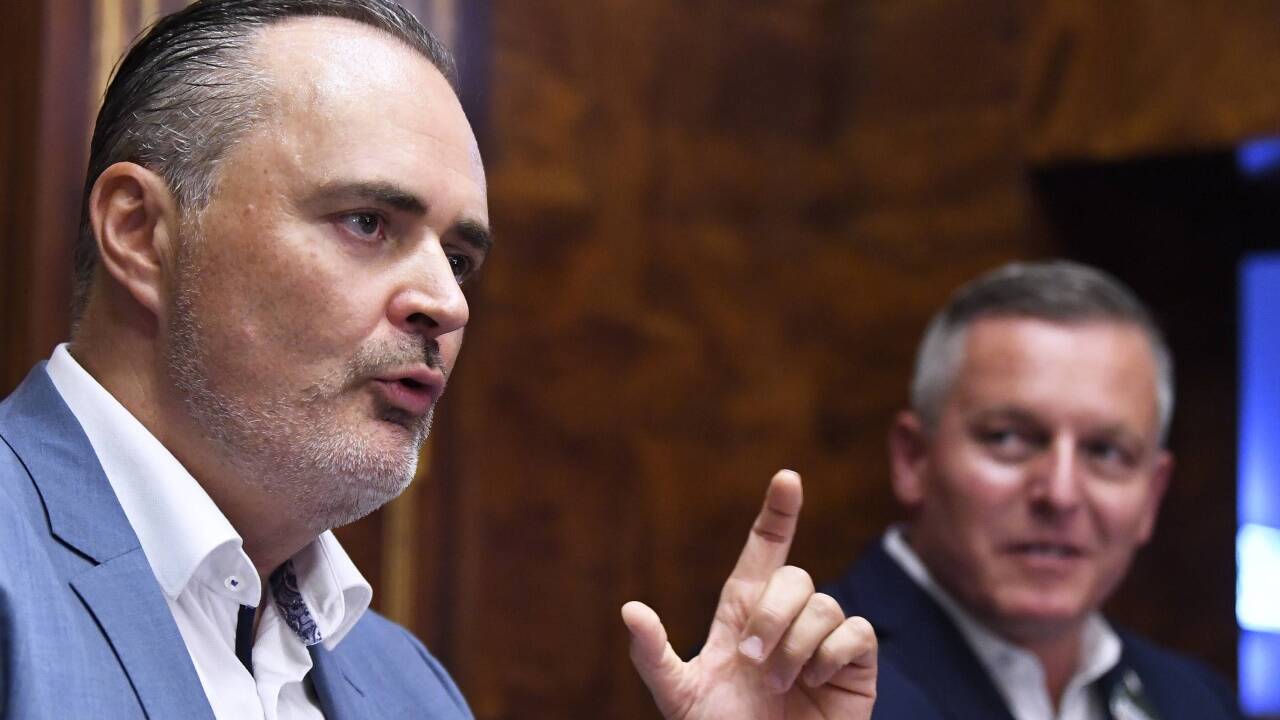 SPÖ-Landeshauptmann Hans Peter Doskozil mit dem steirischen FPÖ-Chef Mario Kunasek. 