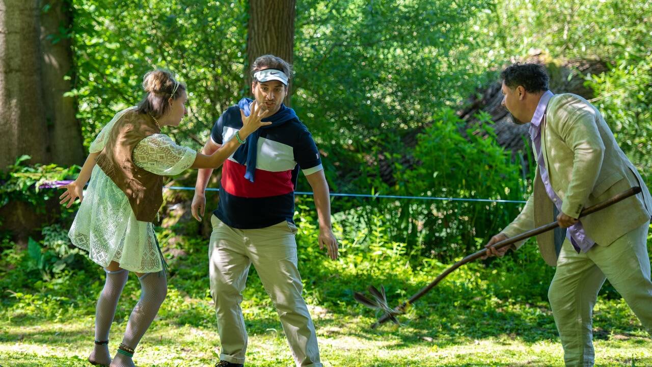 Patrizia Unger, Martin Trippensee, Christoph Wieschke in „Shakespeare im Park“. 