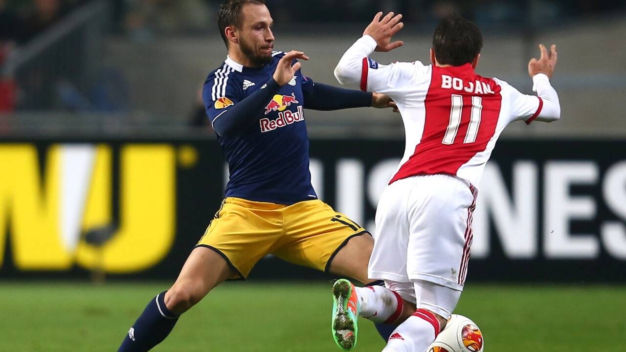 Andreas Ulmer 2014, im Duell mit Bojan Krkic. Andreas Ulmer 2014, im Duell mit Bojan Krkic.