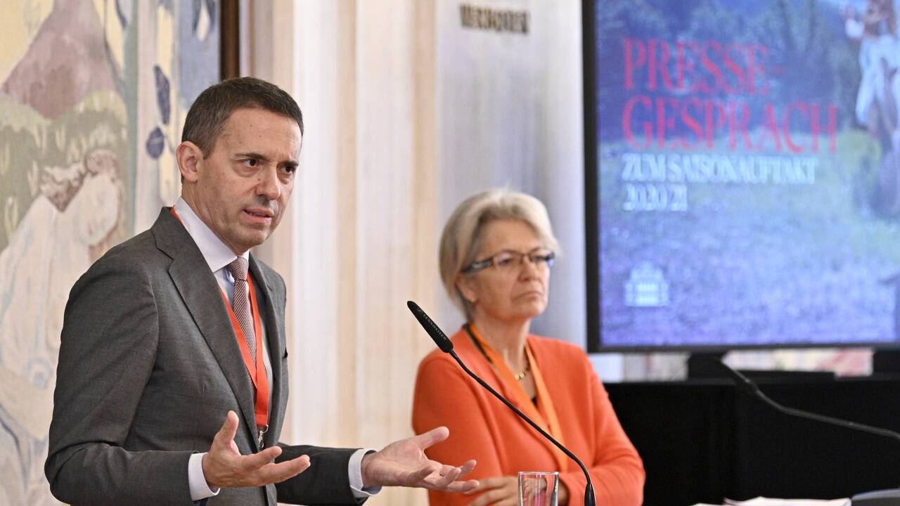 Direktor der Wiener Staatsoper, Bogdan Roöčić, und die neue kaufmännische Geschäftsführerin Petra Bohuslav beim Pressegespräch in der Staatsoper zum Saisonauftakt am 2. September 2020. Direktor der Wiener Staatsoper, Bogdan Roöčić, und die neue kaufmännische Geschäftsführerin Petra Bohuslav beim Pressegespräch in der Staatsoper zum Saisonauftakt am 2. September 2020.