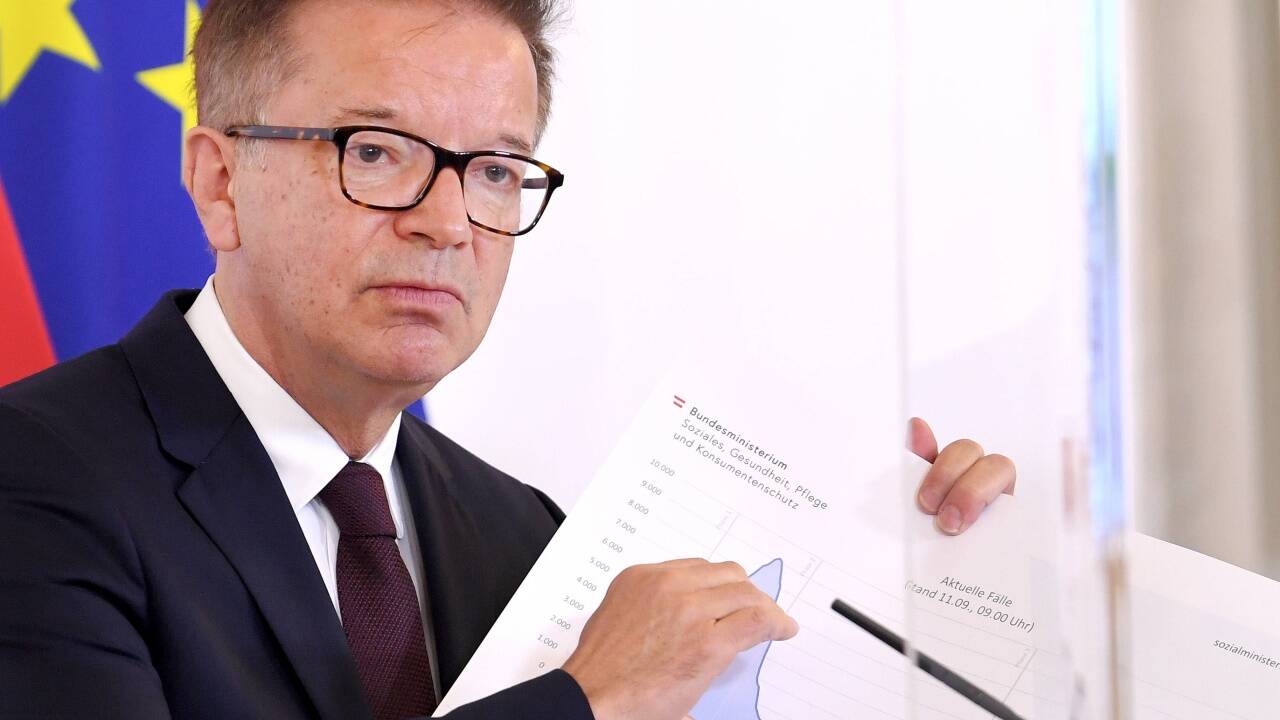 Gesundheitsminister Rudolf Anschober (G) im Rahmen einer PK zur „Corona-Ampel“ am Freitag, 11. September 2020, in Wien. 