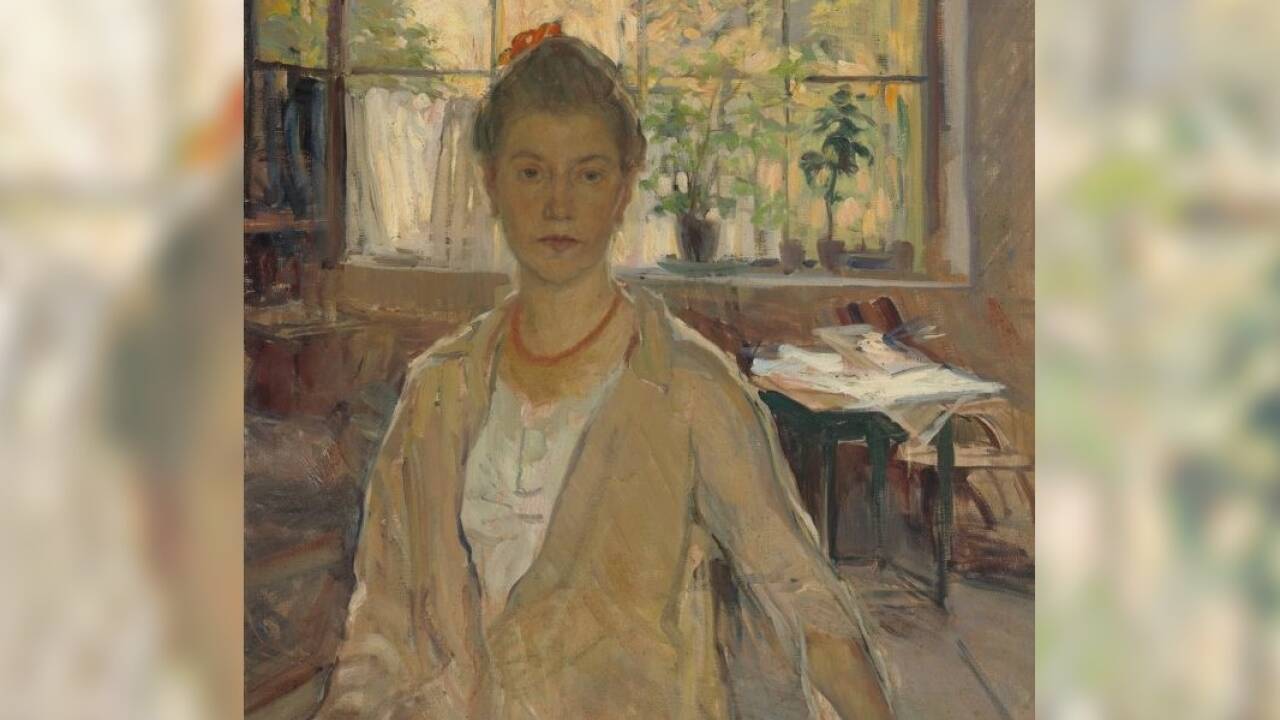 Emilie Hallavanya, „Selbstbildnis im Atelier“, ca. 1905 