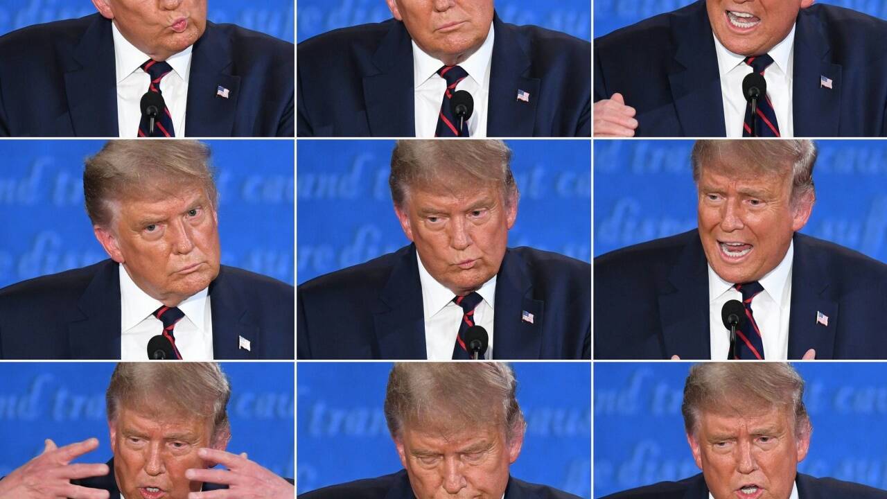Alle neune: Donald Trump in einer Bilderserie aus der TV-Debatte gegen Joe Biden. 