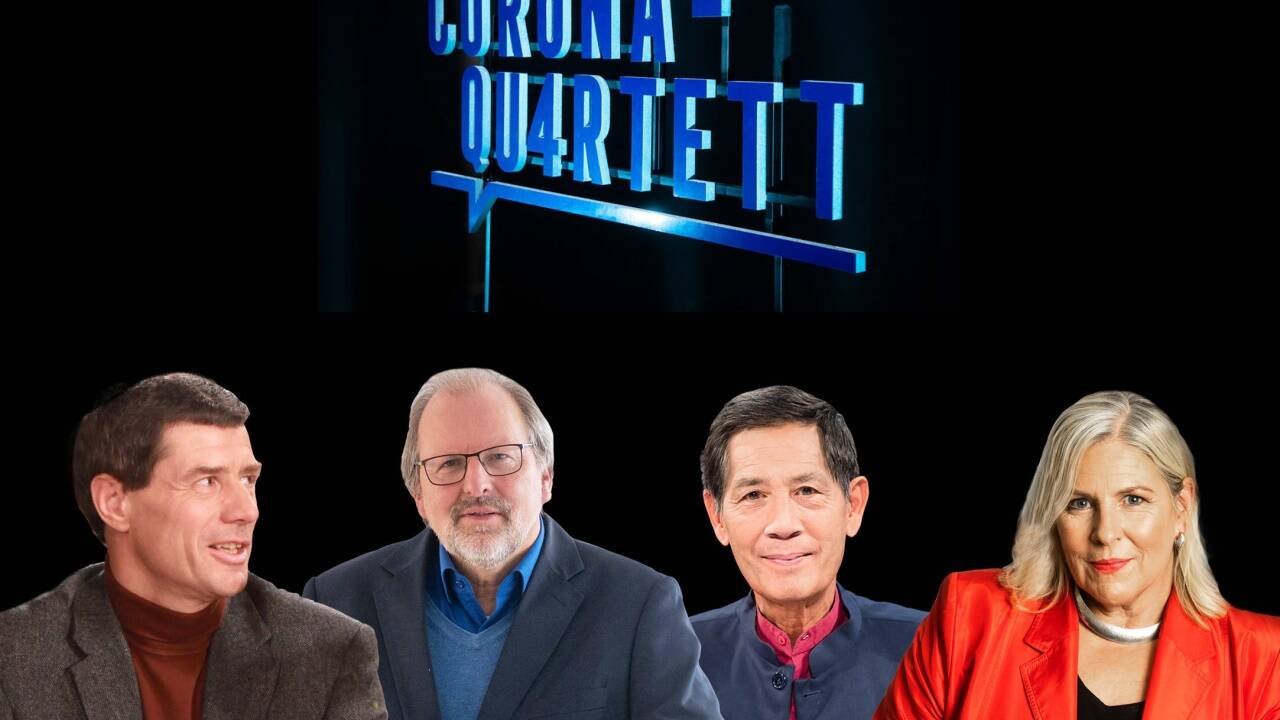 „Corona-Quartett“ reloaded: Kinderarzt Reinhold Kerbl, Heinz-Peter Meidinger vom Deutschen Lehrerverband, Infektionsepidemiologe Sucharit Bhakdi und Ex-Gesundheitsministerin Andrea Kdolsky. 