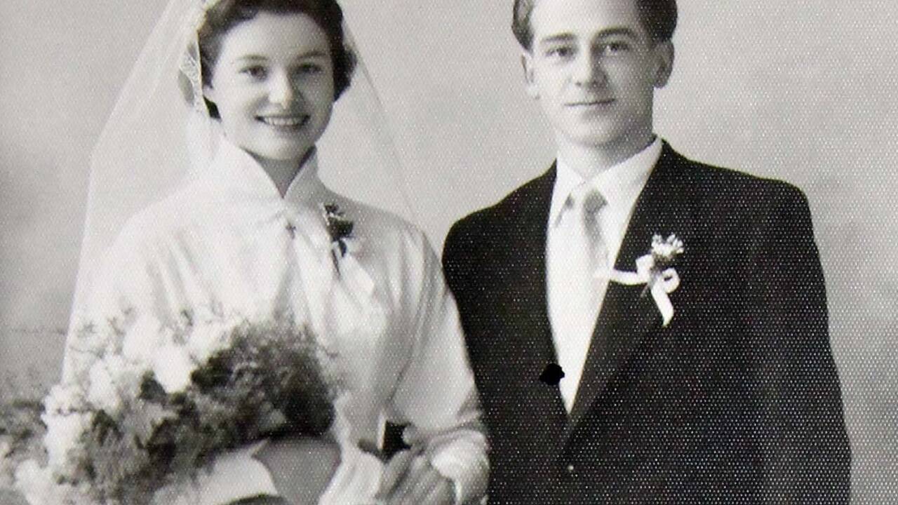 Hochzeitsbild von Ilse und Sebastian Rass vom 24.10.1955  