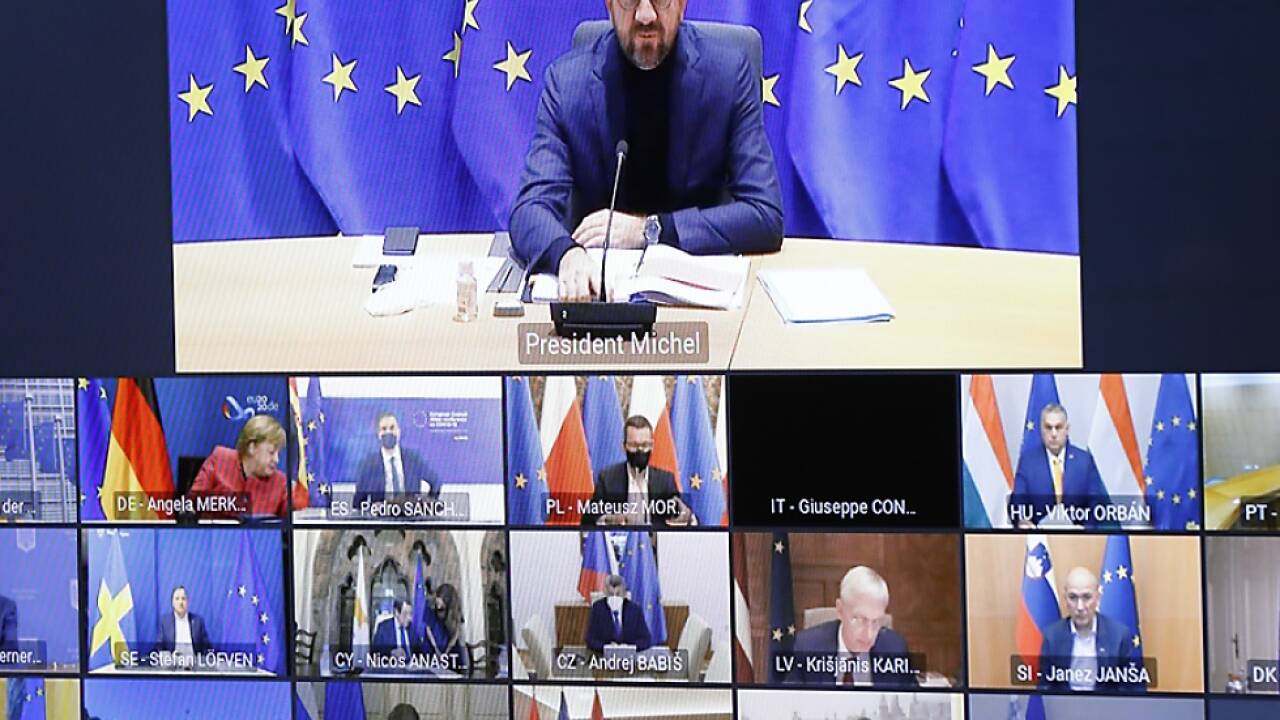 EU-Ratspräsident Charles Michel spricht mittels Videoschaltung 