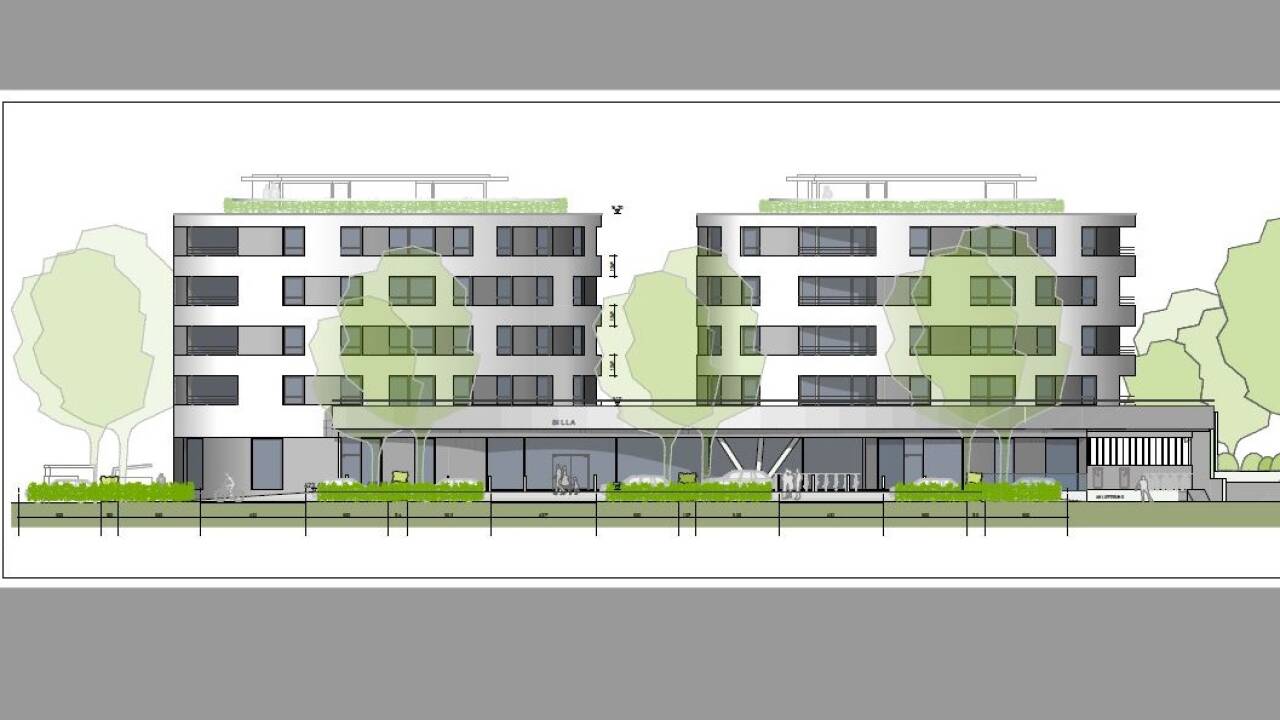 Visualisierung der geplanen Überbauung des Billa-Markts in der Beethovenstraße. Visualisierung der geplanen Überbauung des Billa-Markts in der Beethovenstraße.