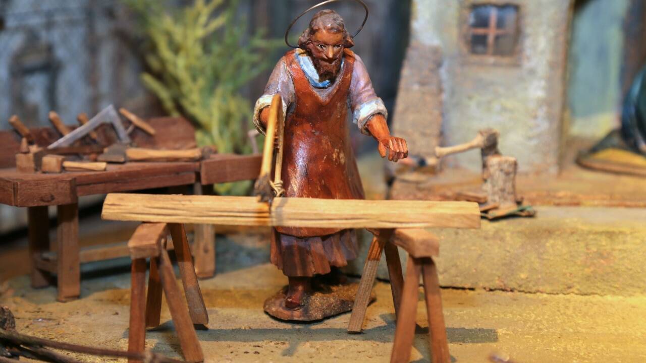 Heiliger Josef beim Sägen. 