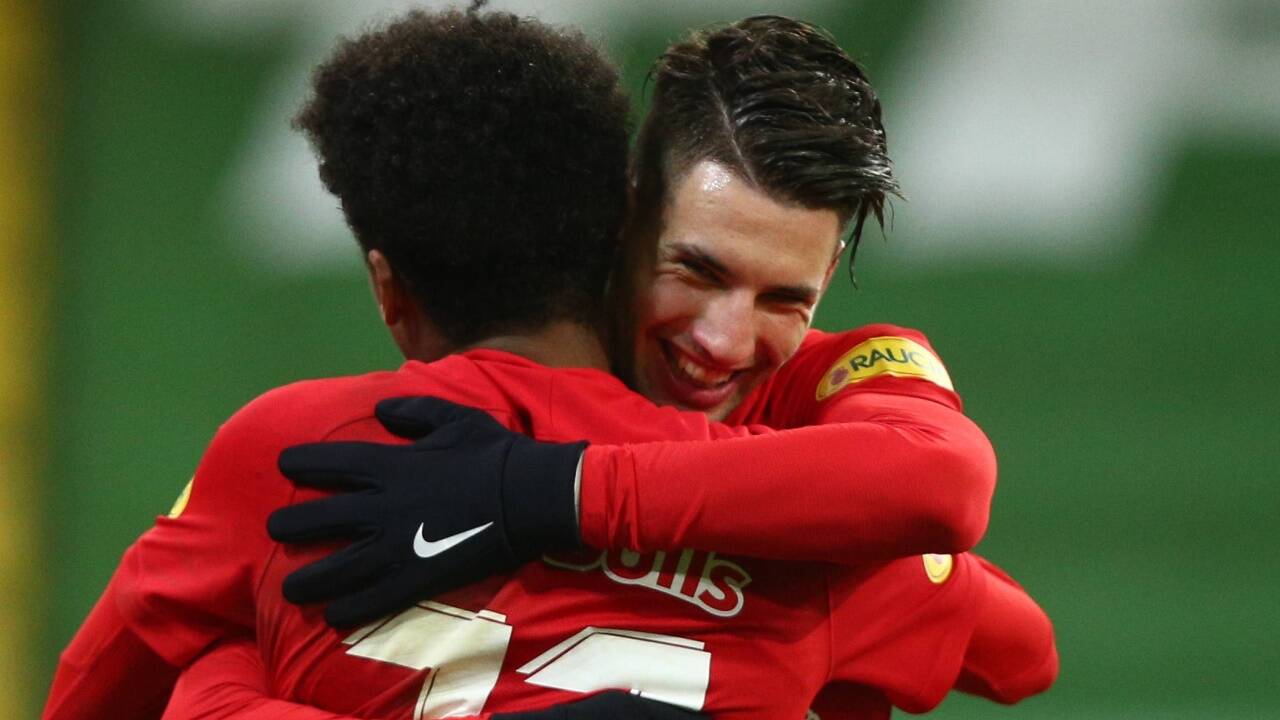 Dominik Szoboszlai durfte sich drei Mal als Torschütze feiern lassen.  Dominik Szoboszlai durfte sich drei Mal als Torschütze feiern lassen.