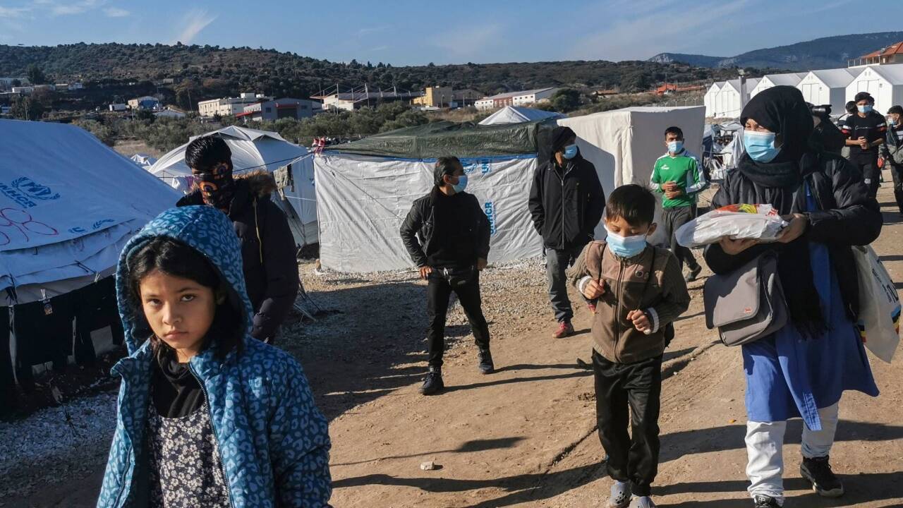 Alltagsszene aus dem Lager Kara Tepe auf Lesbos. 