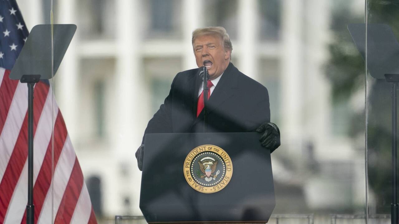 Donald Trump spricht am 6. Jänner vor dem Weißen Haus in Washington zu seinen Anhängern. Kurz danach kommt es zum Sturm auf das Kapitol. Donald Trump spricht am 6. Jänner vor dem Weißen Haus in Washington zu seinen Anhängern. Kurz danach kommt es zum Sturm auf das Kapitol.