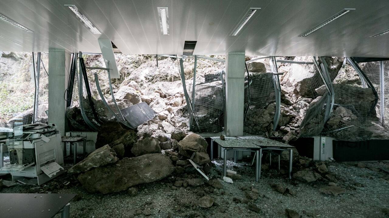 Ein Bild der Verwüstung: Felssturz im Haus der Stadtgeschichte.  