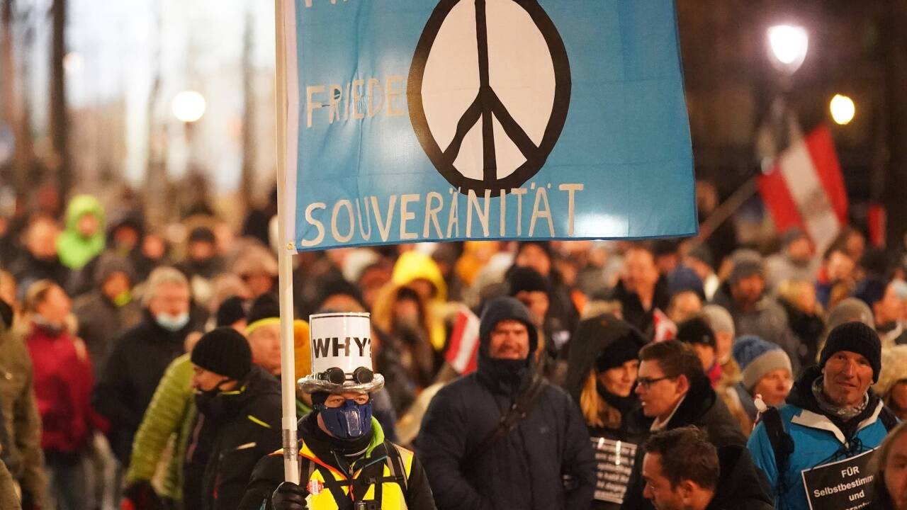 Polarisierte Gesellschaft: Eine der vielen Corona-Demos, Mitte Jänner in Wien. 