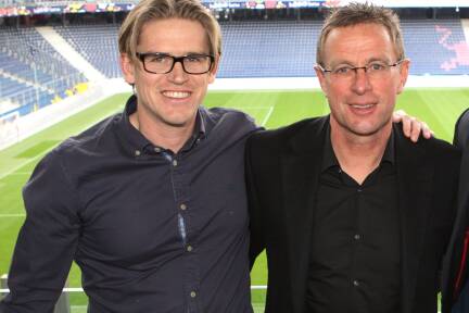 Christoph Freund (l.) und Ralf Rangnick prägten in Salzburg eine Ära (Archivbild aus 2015). 
