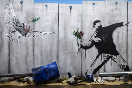 Banksy-Graffiti im Westjordanland: Friedensbotschaft in unsicheren Zeiten. 