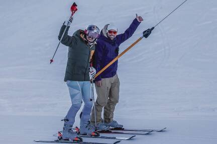 Marcel Hirscher und Florian Rettenegger (v. l) beim Training. 
