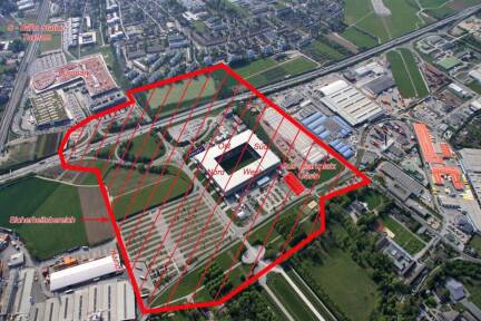 Der Sicherheitsbereich beim Europa-League-Spiel FC Red Bull Salzburg gegen Go Ahead Eagles. 