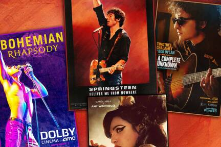 Musikalische Biopics erfreuen sich großer Beliebtheit - und die SN-Popcaster reden drüber. In der Collage zu sehen sind die Filmplakate von „Bohemian Rhapsody“, „Springsteen - Deliver Me from Nowhere“, „Back to Black“ und „A Complete Unknown“. 
