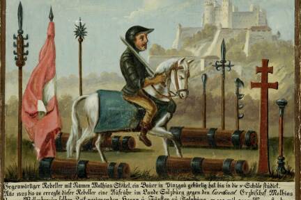 Der angebliche Bauernführer Mathias Stöckl, gemalt von Georg Pezolt im 19. Jahrhundert. 