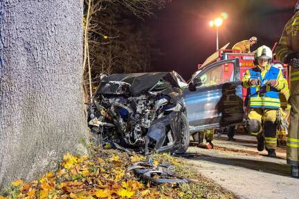 Der 17-Jährige kam laut Polizeibericht „aus bislang unbekannter Ursache rechts von der Fahrbahn ab“ – das Auto prallte nahezu frontal gegen einen Baum.  