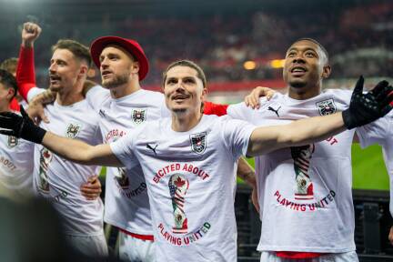 Die ÖFB-Leistungsträger David Alaba, Marcel Sabitzer und Marko Arnautović (von rechts) wollen ihre Teamkarriere mit einer starken WM 2026 in den USA, Kanada und Mexiko krönen. 