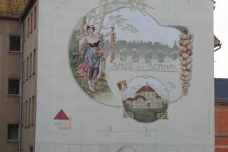 Hausfassade in Borna.  