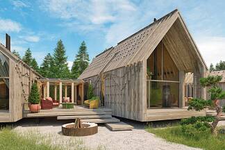„Unser Ziel ist, Holz so zu behandeln, wie es in der Natur vorkommt, also pur“ – wie in dem leim- und metallfreien Modul-Fertigteilhaus. 