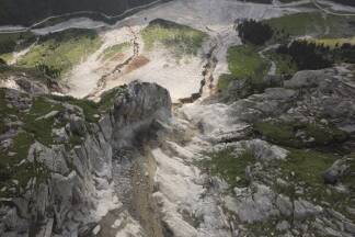 Von oben betrachtet: die Sattelkarrutschung im Obersulzbachtal.  