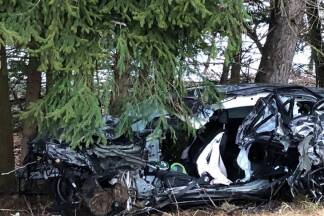 Eines der Fahrzeuge wurde bei dem Unfall von der Fahrbahn in einen angrenzenden Wald geschleudert. 