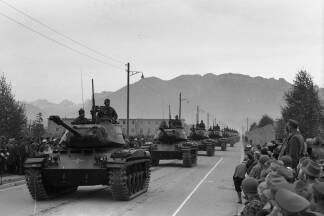 Als alles begann: Panzerparade in der Schwarzenbergkaserne 1963. 