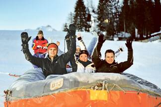 Snowrafting: Gaudi für mehrere. 