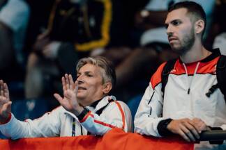Stracoach Dragan Jovic (links) betreute Aleksandar Radojkovic in Sofia. 