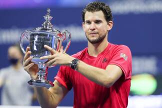 Dominic Thiem nach dem Gewinn der US Open im Jahr 2020. 