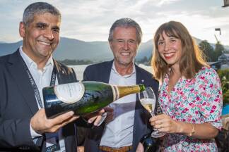 Sezai Ozkan von Champagne Laurent-Perrier, Thomas Schreiner und Lucie Pereyre.  Sezai Ozkan von Champagne Laurent-Perrier, Thomas Schreiner und Lucie Pereyre.