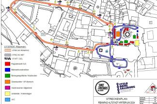 Hier wird gefahren: die Eliminator-Strecke um den Dom (rechts auf der Karte). Ganz links: die neue Kurve beim Kriterium auf dem Karajan-Platz.  