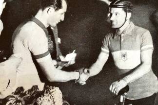Legenden: Gino Bartali und Richard Menapace.  