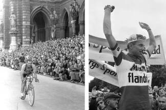Bild links: Vor Tausenden ins Ziel in Wien. Bild rechts: Erster Gaisbergsieger: Joop Zoetemelk. 