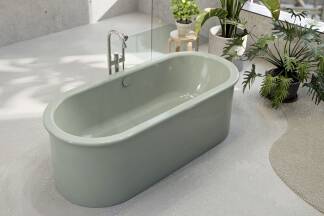 „Salvia“ heißt der neue Trendton bei Bette. Der Farbton wirkt nicht nur harmonisch, sondern auch zeitlos elegant. „Salvia“ heißt der neue Trendton bei Bette. Der Farbton wirkt nicht nur harmonisch, sondern auch zeitlos elegant.