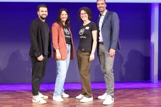 Das Organisationsteam: Gabriel Oberndorfer (SN), Michaela Poxleitner und Julia Grasmann (FH) und Thomas Ritter (SN).  