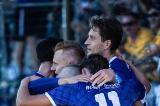Christian Gebauer und Co. jubelten über das 1:0. 