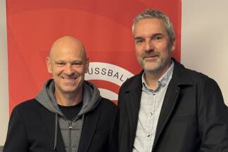 SFV-Geschäftsführer Peter Haas (r.) mit dem neuen SFV-Sportdirektor Markus Hoffmann.  