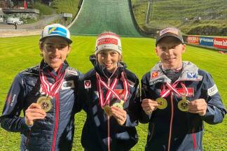 Salzburger Triple: Stefan Rettenegger, Lisa Eder und Jan Hörl holten die Staatsmeistertitel in Bischofshofen.  