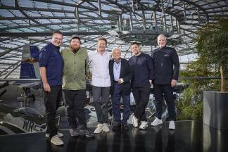 Im Bild: Tobias Baetz, Lukas Mraz, Martin Klein, Eckart Witzigmann, Tim Mälzer, Alexander Hermann.  