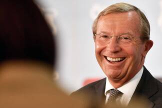 Der Salzburger ÖVP-Obmann Landeshauptmann Wilfried Haslauer, am Mittwoch, 2. Mai 2018, bei einem Statement nach dem ÖVP-Präsidium in Salzburg.  Der Salzburger ÖVP-Obmann Landeshauptmann Wilfried Haslauer, am Mittwoch, 2. Mai 2018, bei einem Statement nach dem ÖVP-Präsidium in Salzburg.
