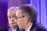 Viktor Orbán und FPÖ-Chef Herbert Kickl (FPÖ) bei einem gemeinsamen „Patrioten für Europa“-Termin im Juni 2024.  