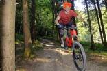Der ASKÖ-Trail auf dem Heuberg in Koppl ist derzeit der einzige im Zentralraum. Er wurde mit möglichst wenig Eingriffen in die Landschaft gebaut und ist daher nur für sehr geübte Fahrer geeignet – im Bild Teilnehmer des Afterworkrides des Vereins Mountainbike Salzburg.  
